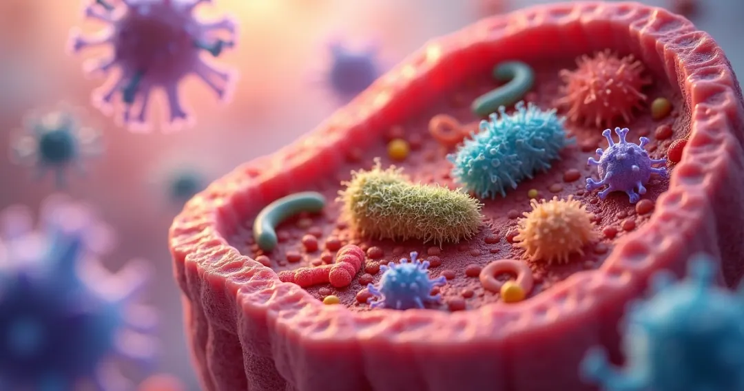 Representação colorida da microbiota intestinal humana 
