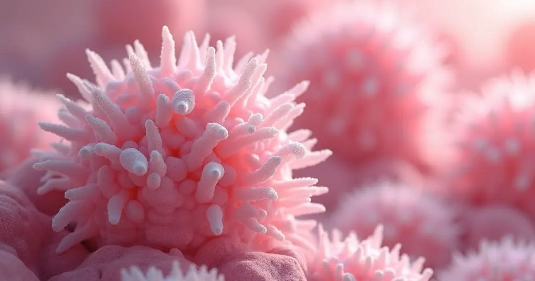 Representação artística da microbiota vaginal com lactobacilos ao microscópio.